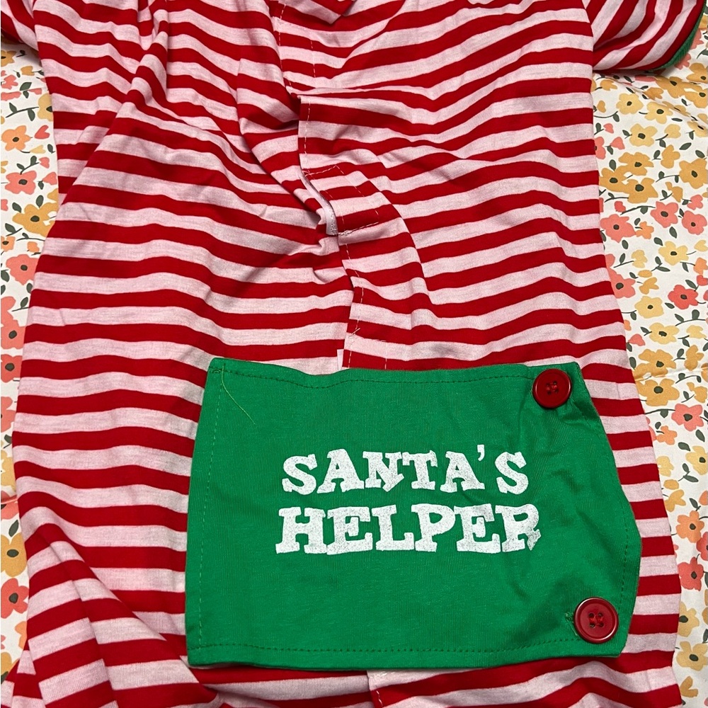 Two XL Red and White Striped Santa's Helper dog pjs